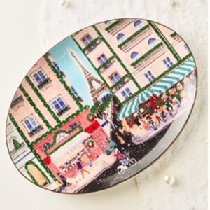Anthropologie Holiday in the City Stoneware Platter | Paris | NIB